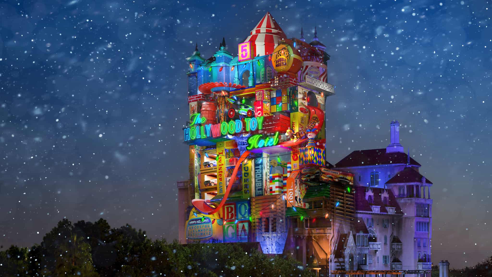 CONCEPT ART: Tower of Terror Becomes Hollywood Toy Hotel for Sunset Seasons Greetings at ...