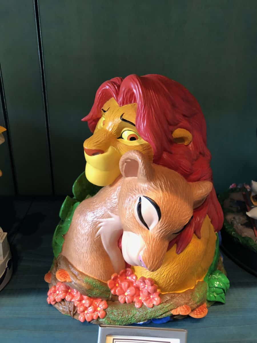 A medium figurine of Simba and Nala from "The Lion King," available at the Disneyland Resort