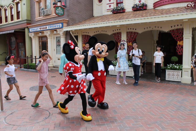 Mickey and Minnie in Mickey Avenue at Shanghai Disneyland, summer 2018.