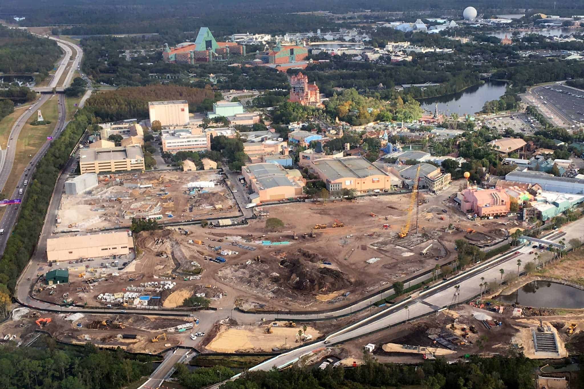 Aerial View of Construction at Hollywood Studios, Latest Progress on Toy Story & Star Wars Lands