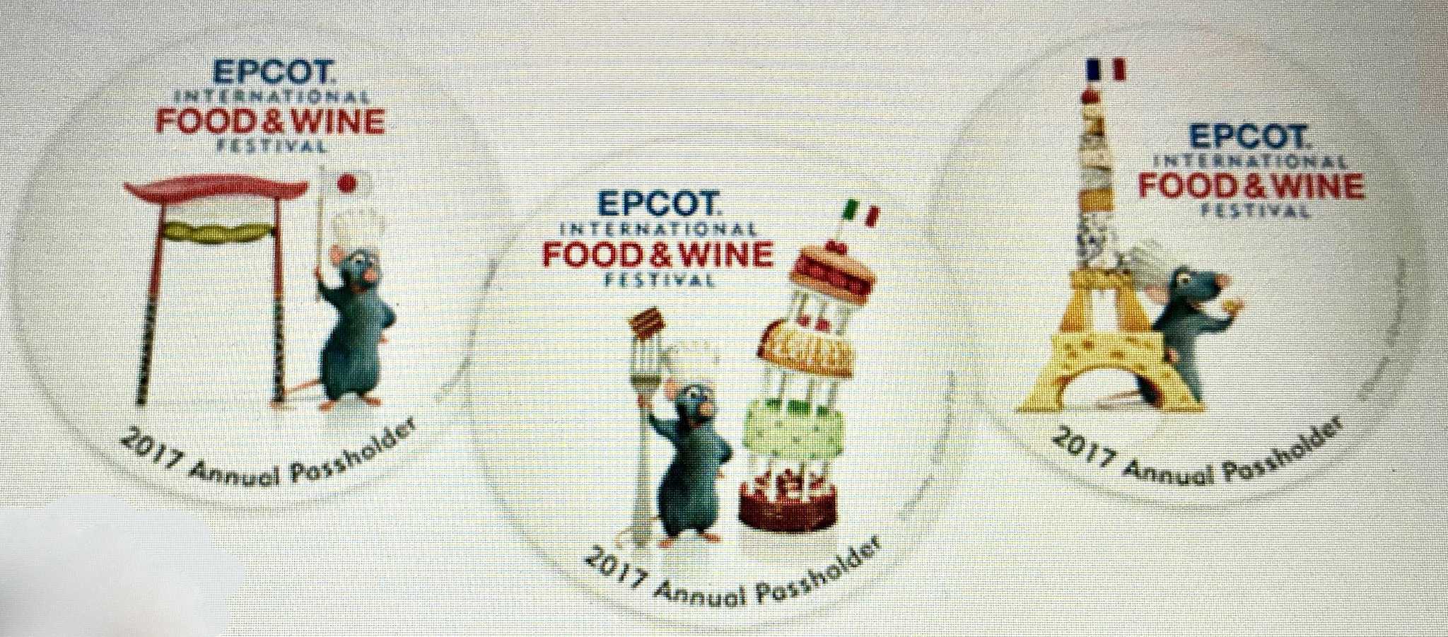 2017 Disney EPCOT International Food & Wine Festival Annual Passholder Buttons