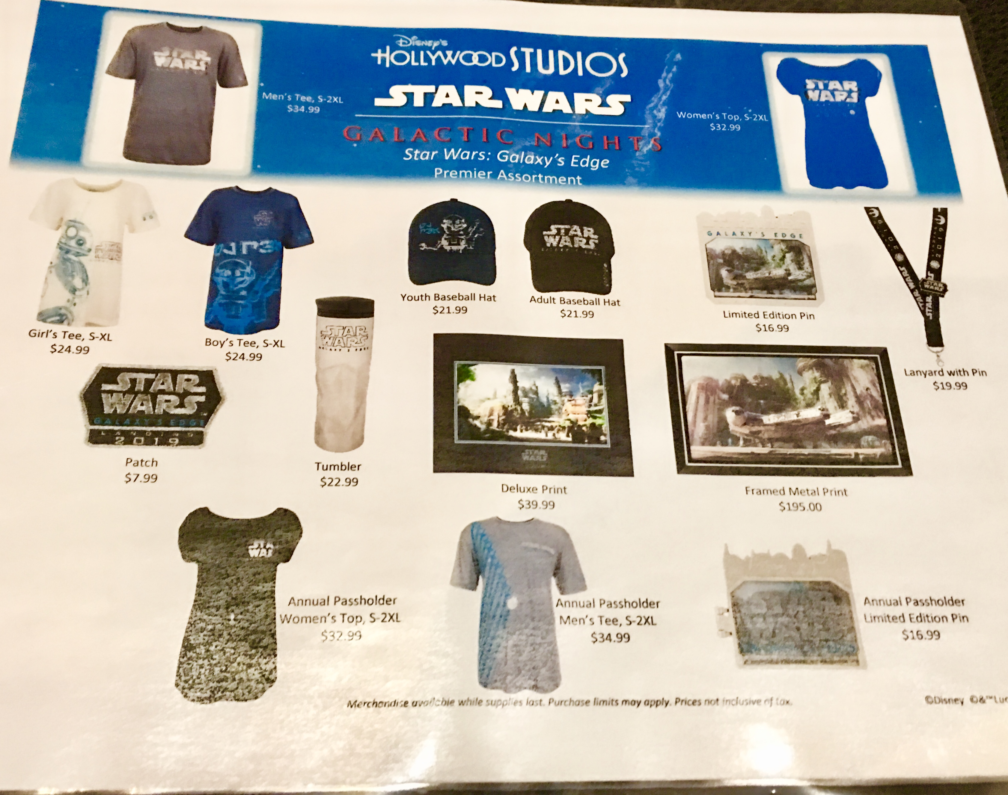 galaxy's edge sold out merchandise