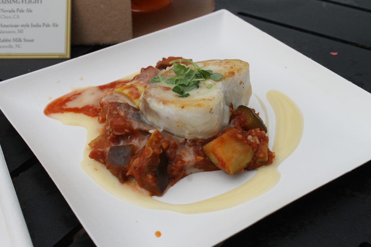 Seared Corvina with braised Ratatouille and Lemon-Thyme Beurre Blanc (GF) $7.50