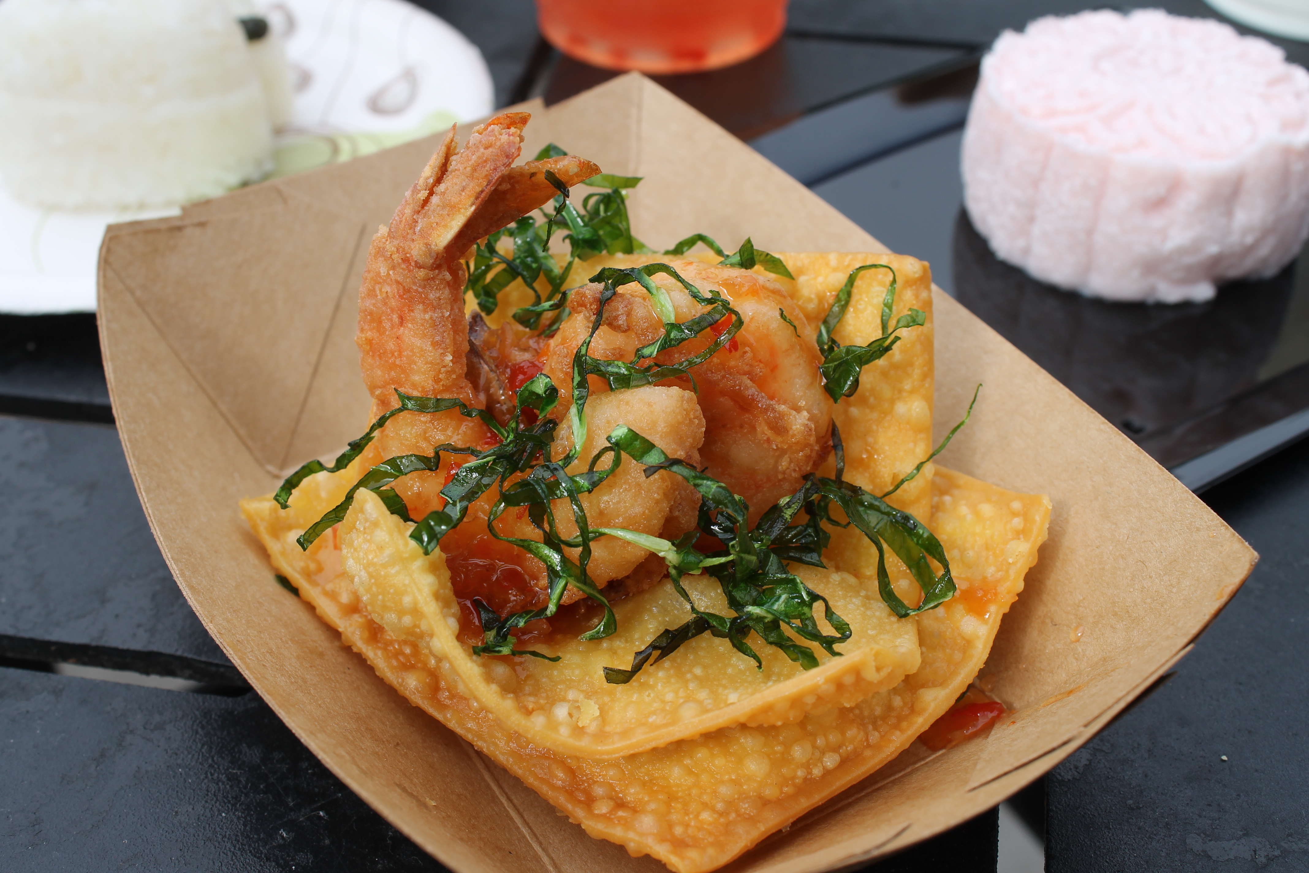 Crispy Fried Shrimp in a Wonton Chip Lotus Flower $8.50