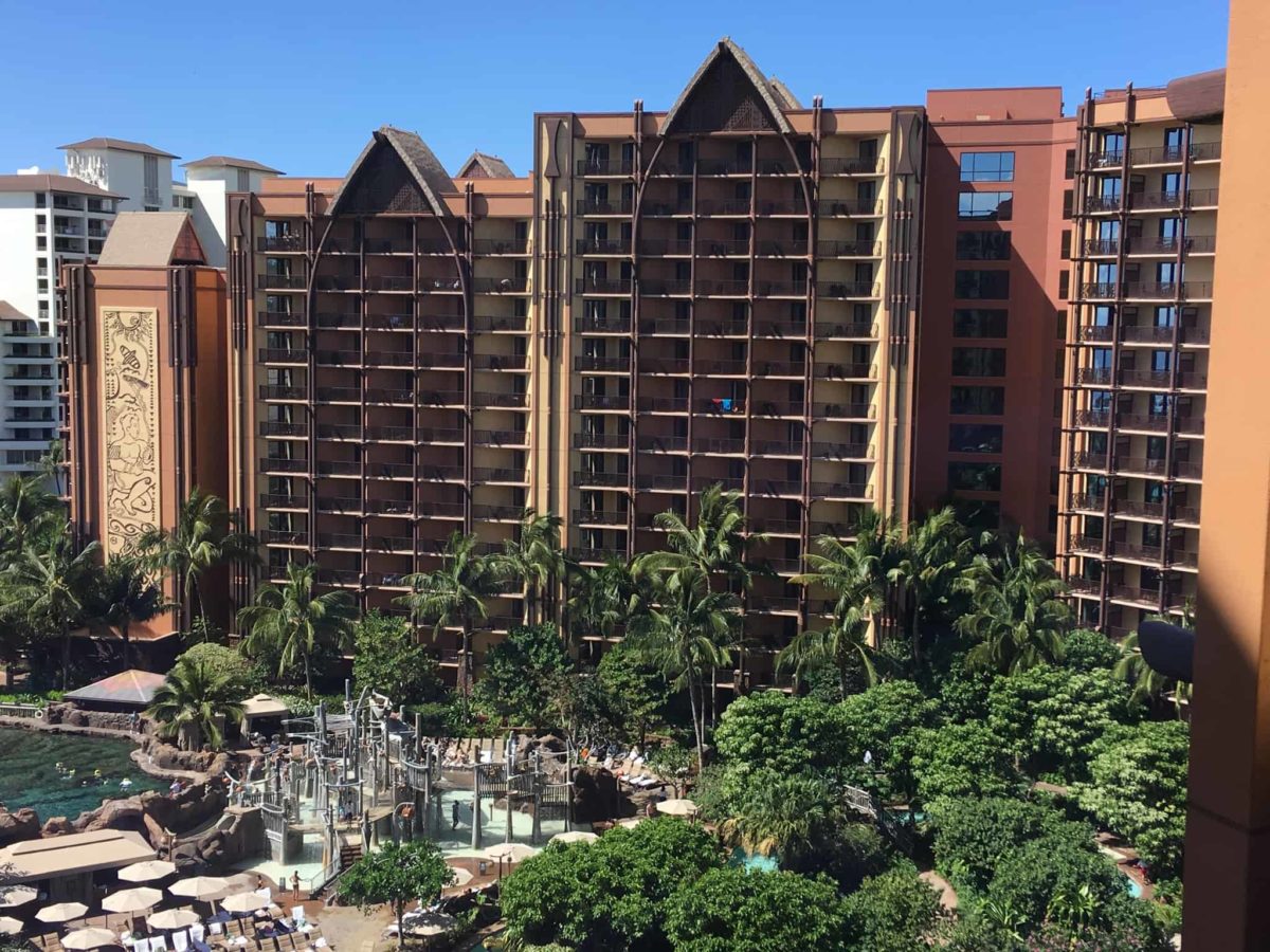 A view of Wai'anae Tower's outside mural at The Aulani