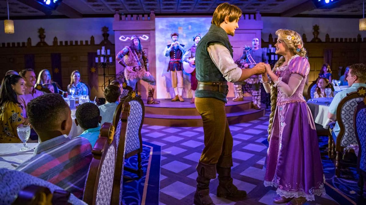 Character dining at Rapunzel's Royal Table on the Disney Magic cruise ship.