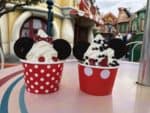 The Mickey Mouse and Minnie Mouse Sundaes sold at Clarabelle's in Toon Town at Disneyland