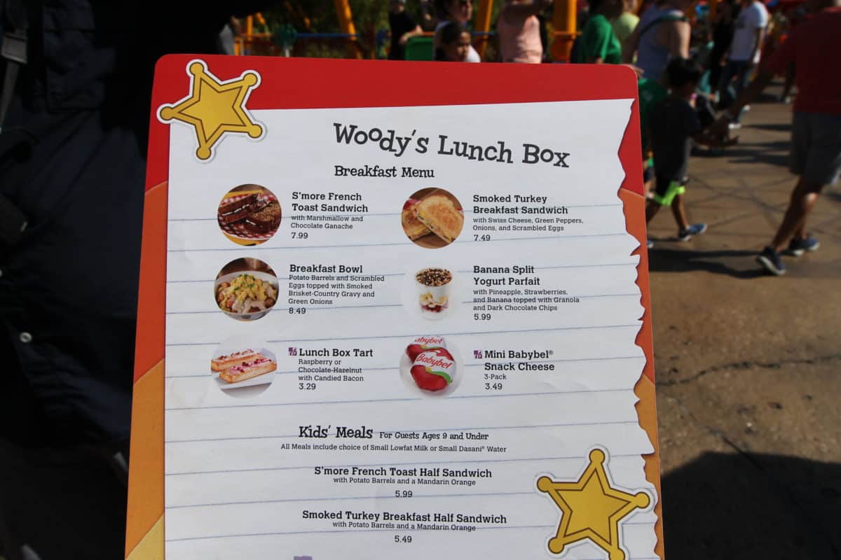 disney woody's lunch box menu