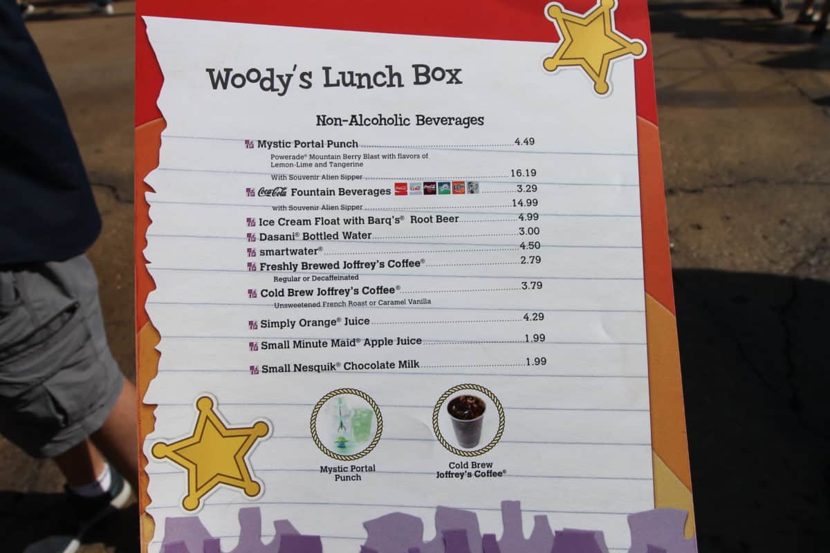 woody's lunch box menu