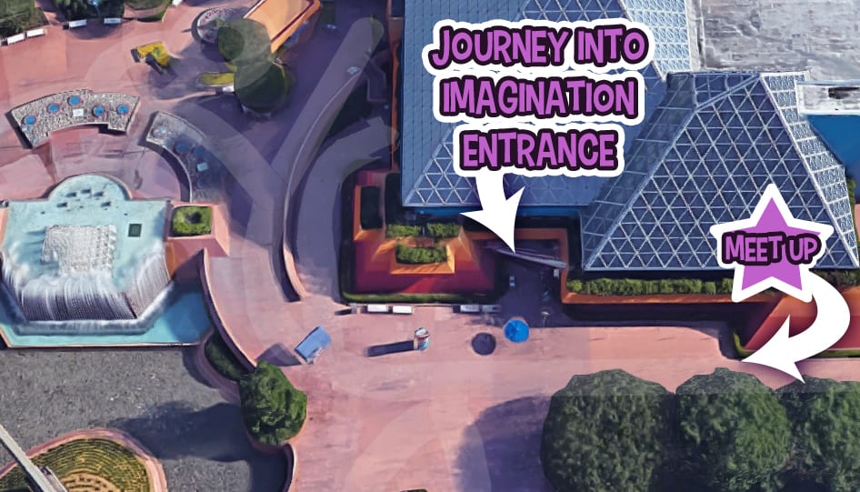 Ride Rehab Imagination Appreciation meetup will be to the right of the Journey into imagination ride entrance