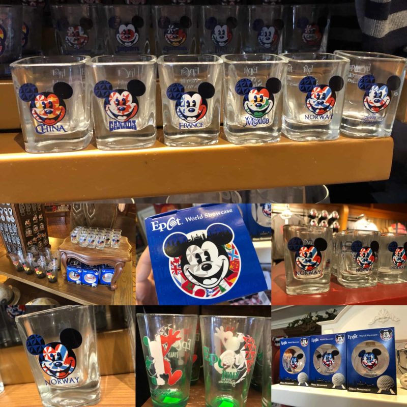 Disney EPCOT World Showcase Glass Shot glasses mickey flags