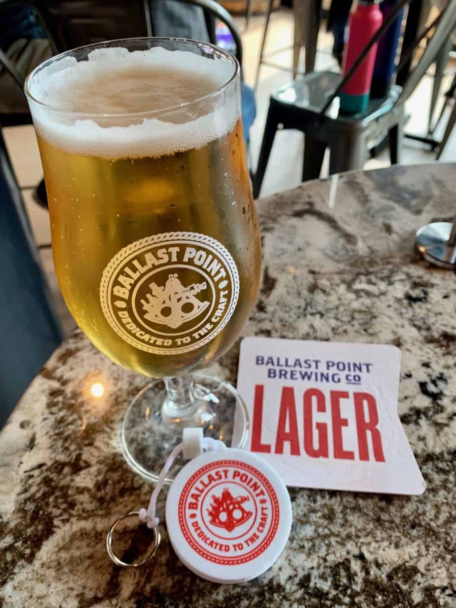 BP Lager and Bacon-Wrapped Bratwurst Hoagie Lager Madness Ballast Point Brewery Downtown Disney District