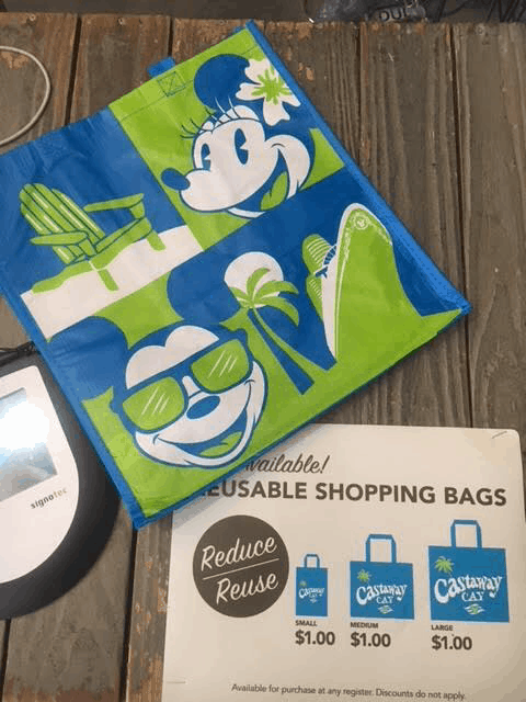 disney cruise line castaway cay reusable bags march 2019