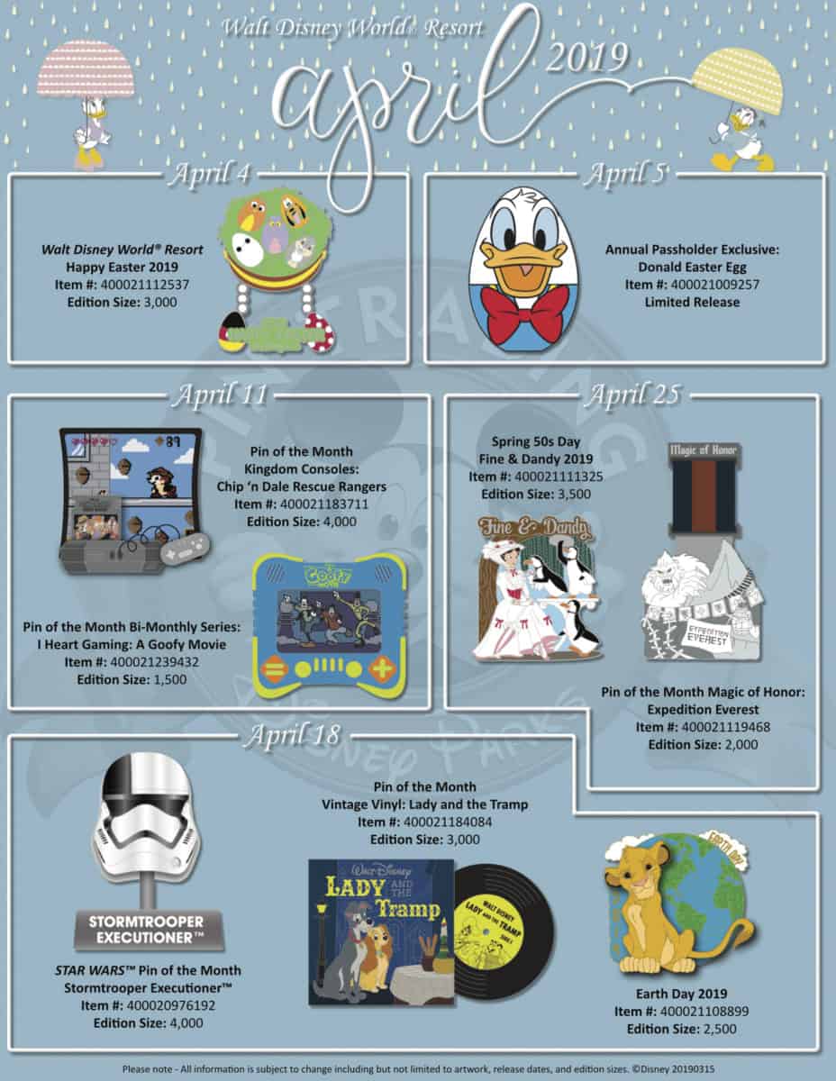 April Pin Releases for Walt Disney World, Disneyland Resort Features Easter Exclusives and Star ...
