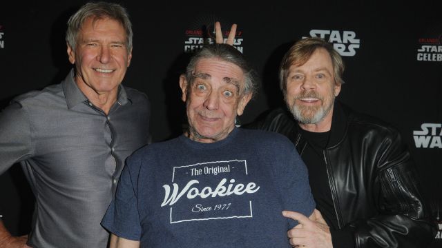 Harrison Ford, Peter Mayhew, and Mark Hamill