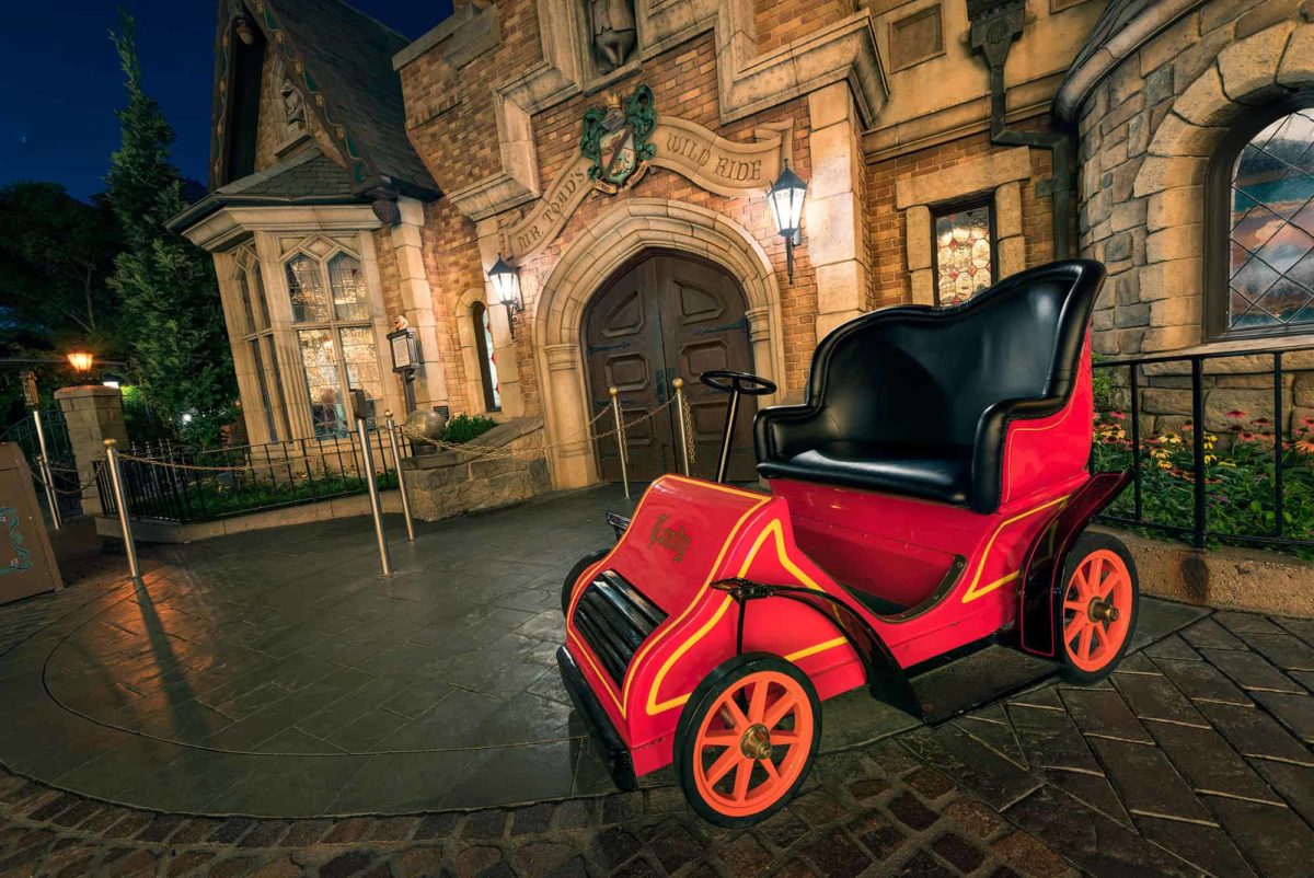 Car parked outside Mr. Toad's Wild Ride