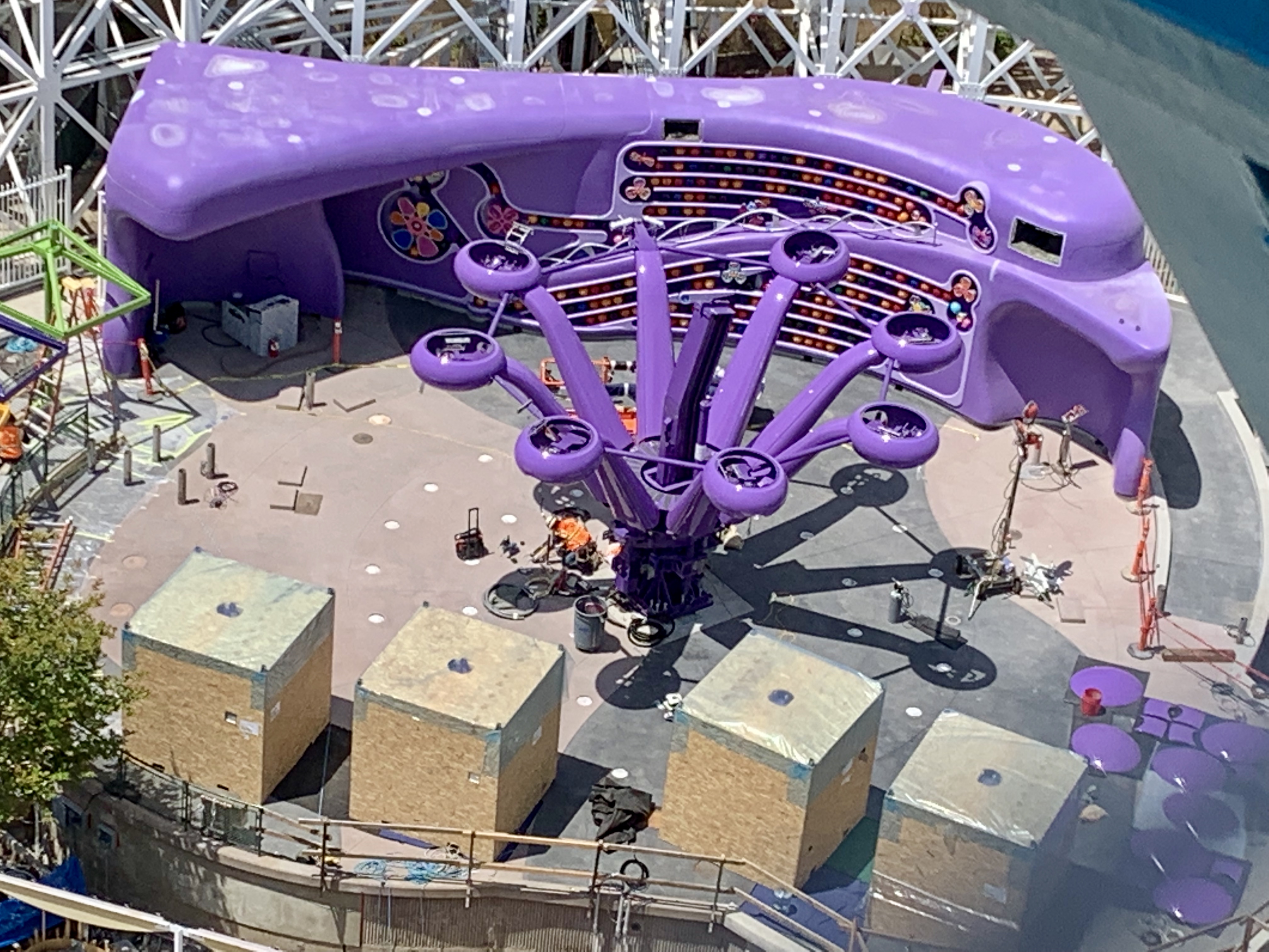 Photos Base Of Attraction Installed And Four Boxed Vehicles Arrive For Inside Out Emotional Whirlwind Attraction At Disney California Adventure Wdw News Today