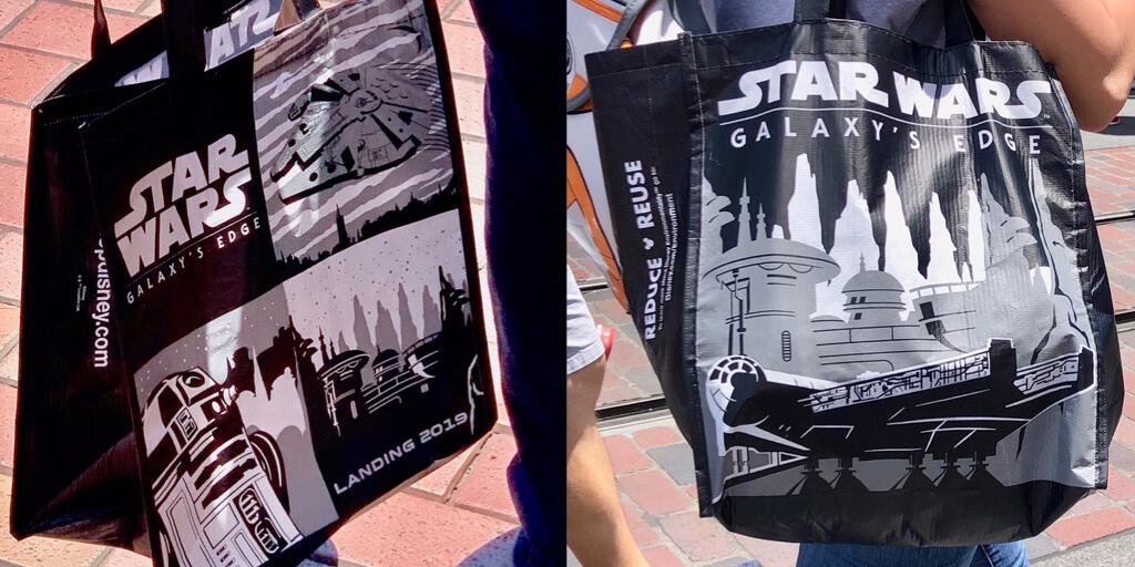 NWT 2 Star Wars Galaxy's Edge Reusable Bag Disney Disneyland Falcon R2D2 Black