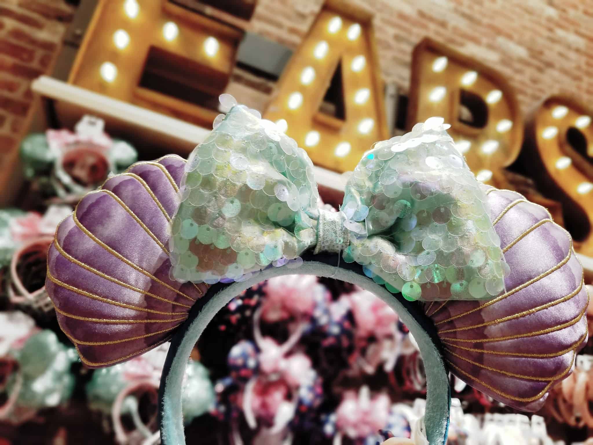Disney Parks Mermaid Ariel Purple Iridescent Mickey Mouse Minnie Ears Headband