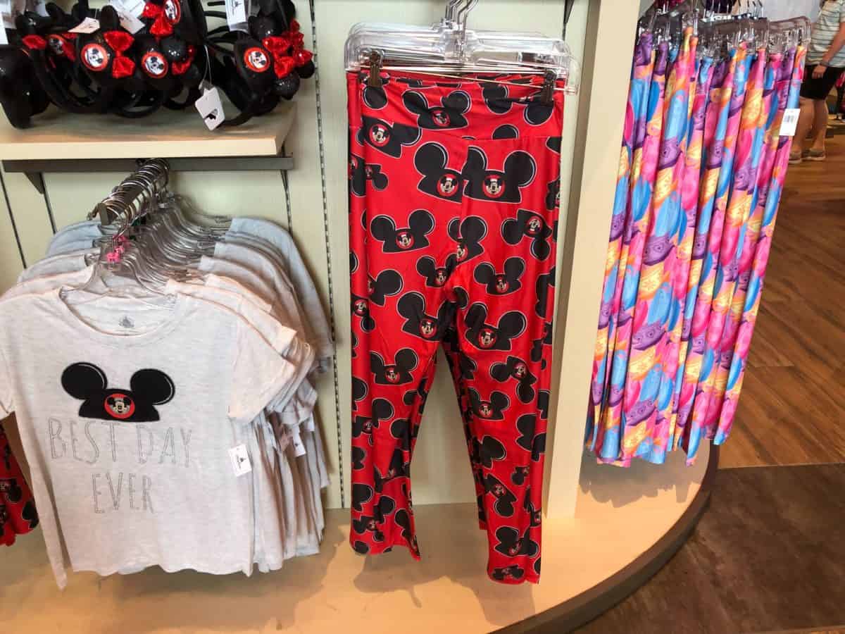 Red Leggings with Mickey Mouse ear hat print