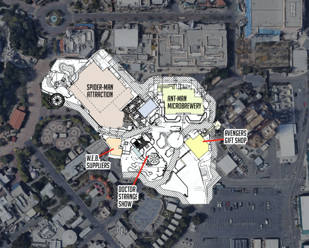 Map And Layout Of The Marvel Themed Land At Disney California