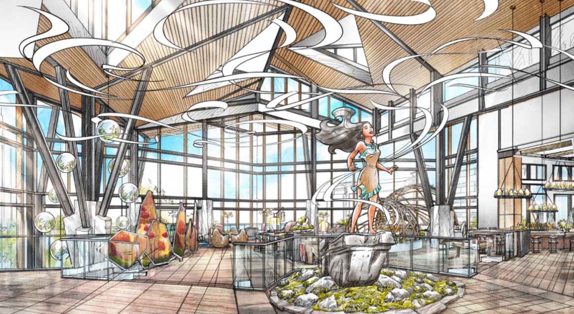 Concept Art First Look At Resort Lobby And Pocahontas Statue At Reflections A Disney Lakeside Lodge Wdw News Today