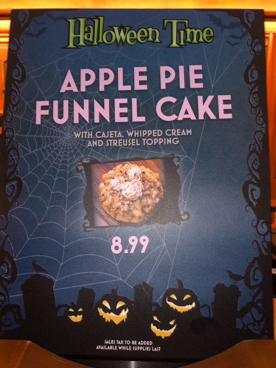 Apple Pie Funnel Cake at Stage Door Cafe for Halloween Time 2019 at Disneyland 