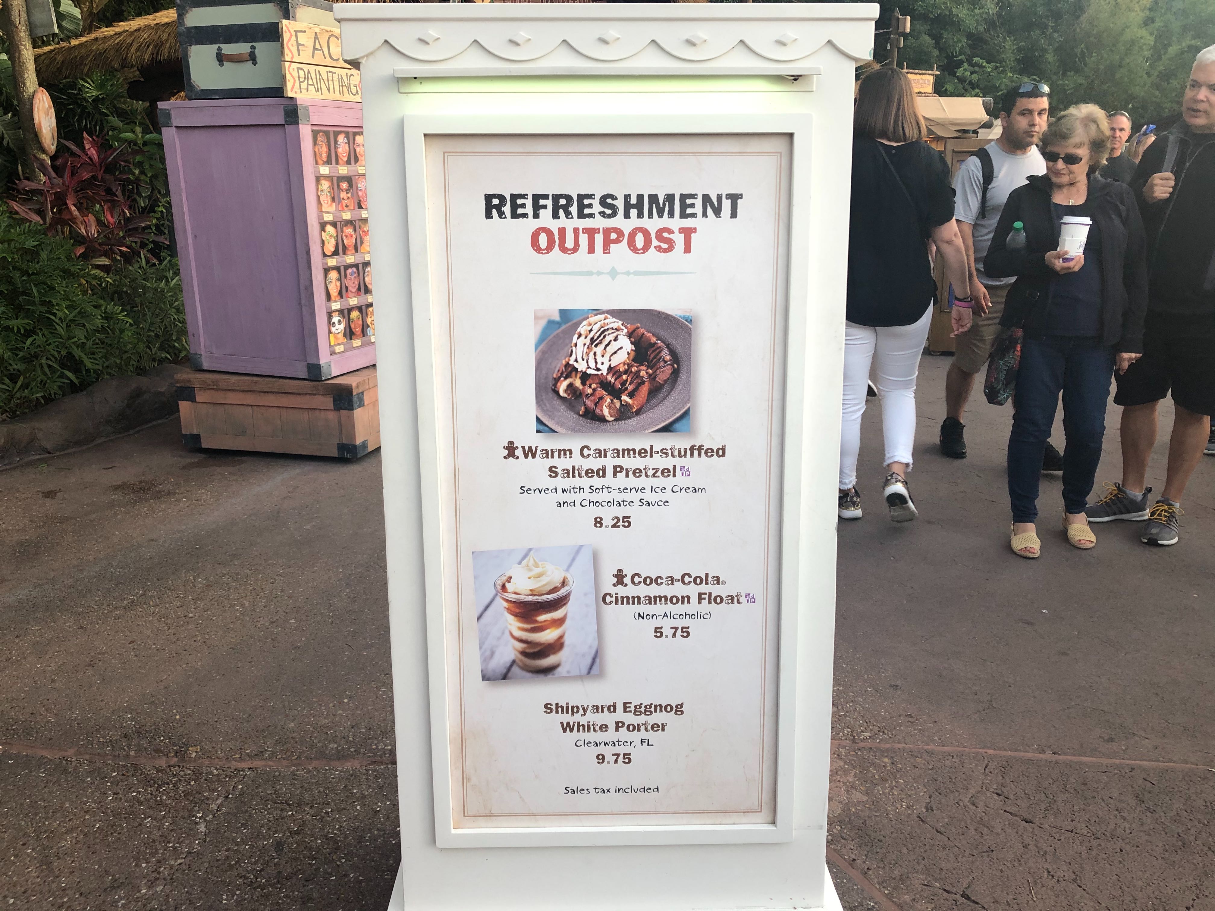 Menu for Refreshment Outpost at the EPCOT International Festival of the Holidays