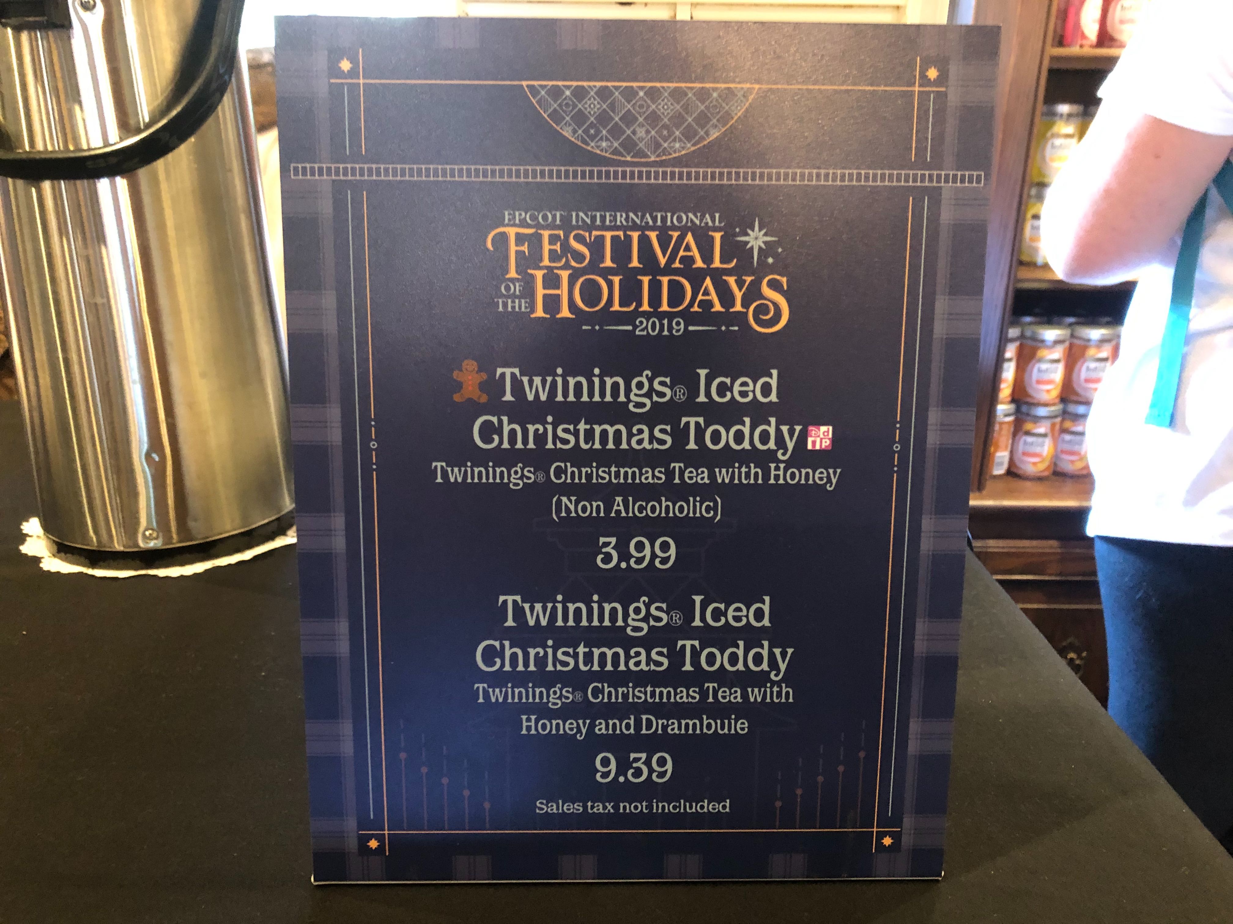 Menu for The Tea Caddy at the EPCOT International Festival of the Holidays