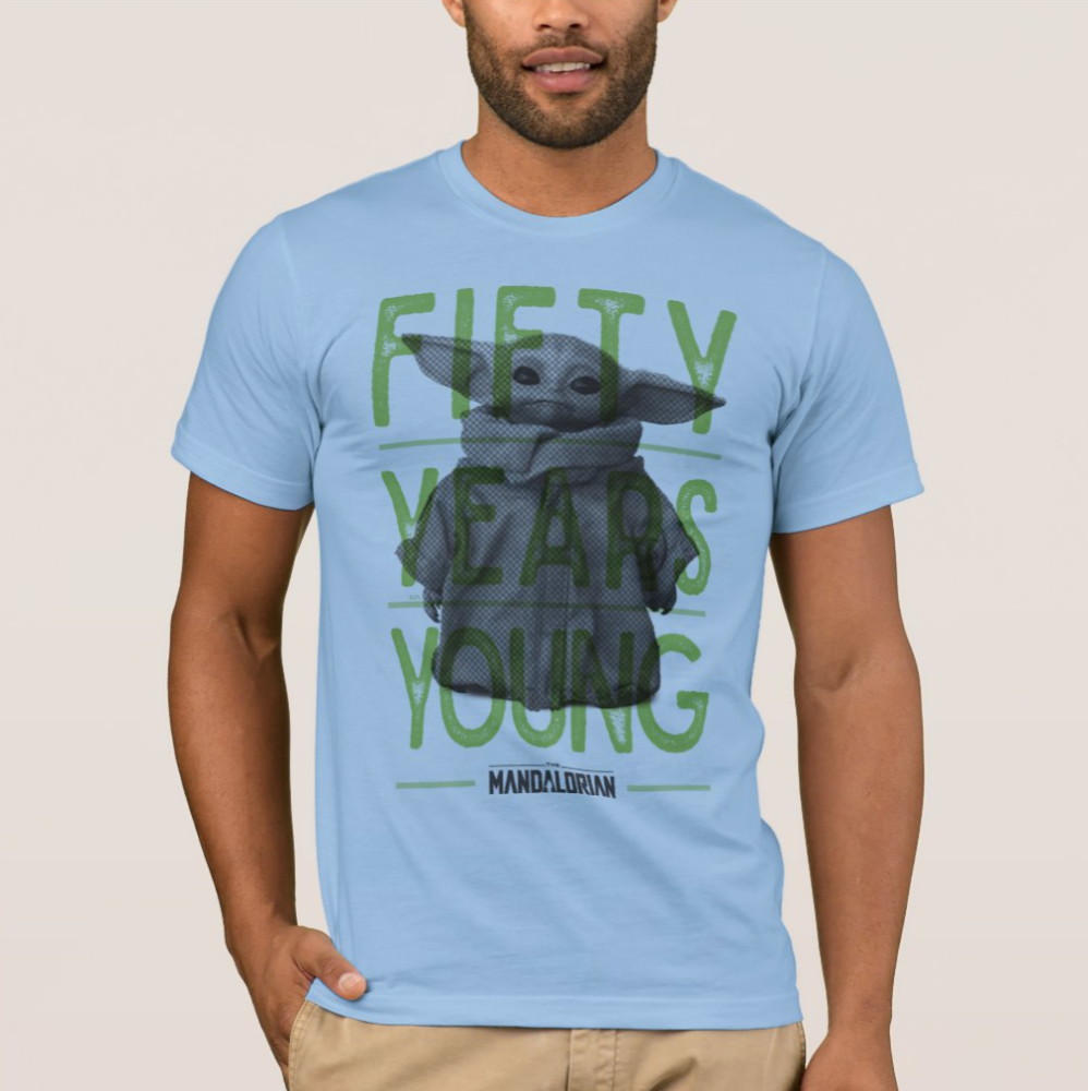 fifty years young child baby yoda customizable - blue tee