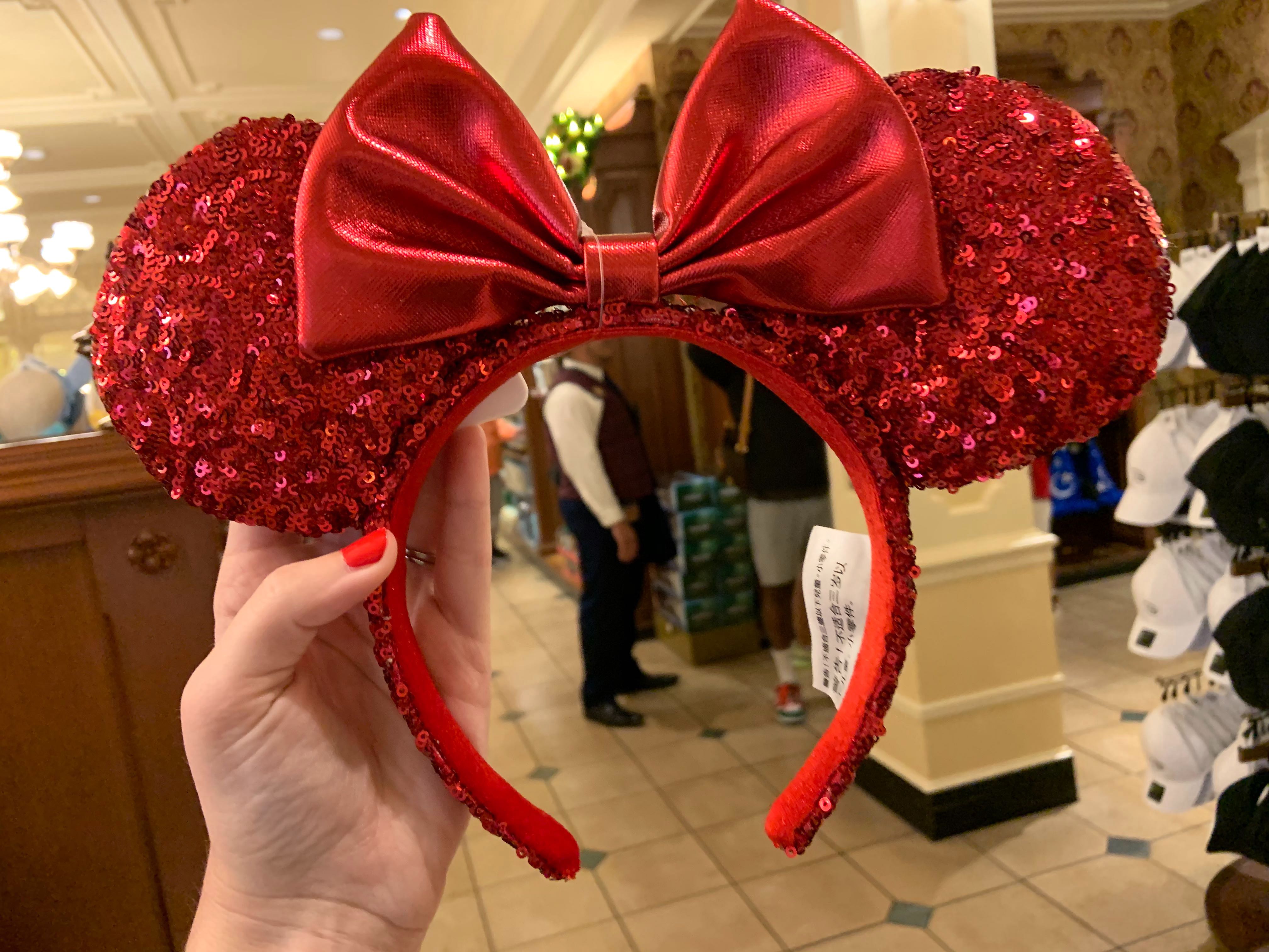 2020 Minnie Ears Red Sequin Bow Mickey Mouse Redd Pirate Disney Parks Headband