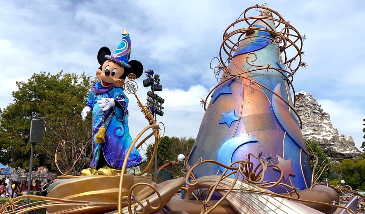 Magic Happens parade float featuring Mickey Mouse