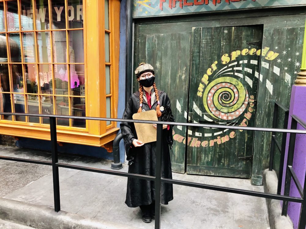 Team Member outside Ollivander's Wand Shop