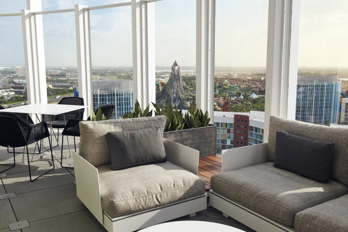 Aventura Bar 17 Bistro lounge seating Volcano Bay View