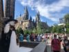 snowman in front of hogwarts in wizarding world of harry potter hogsmeade