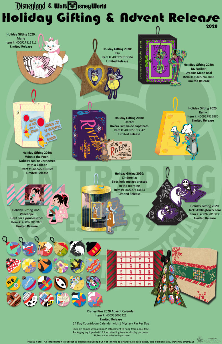 pin releases for Walt Disney World and Disneyland