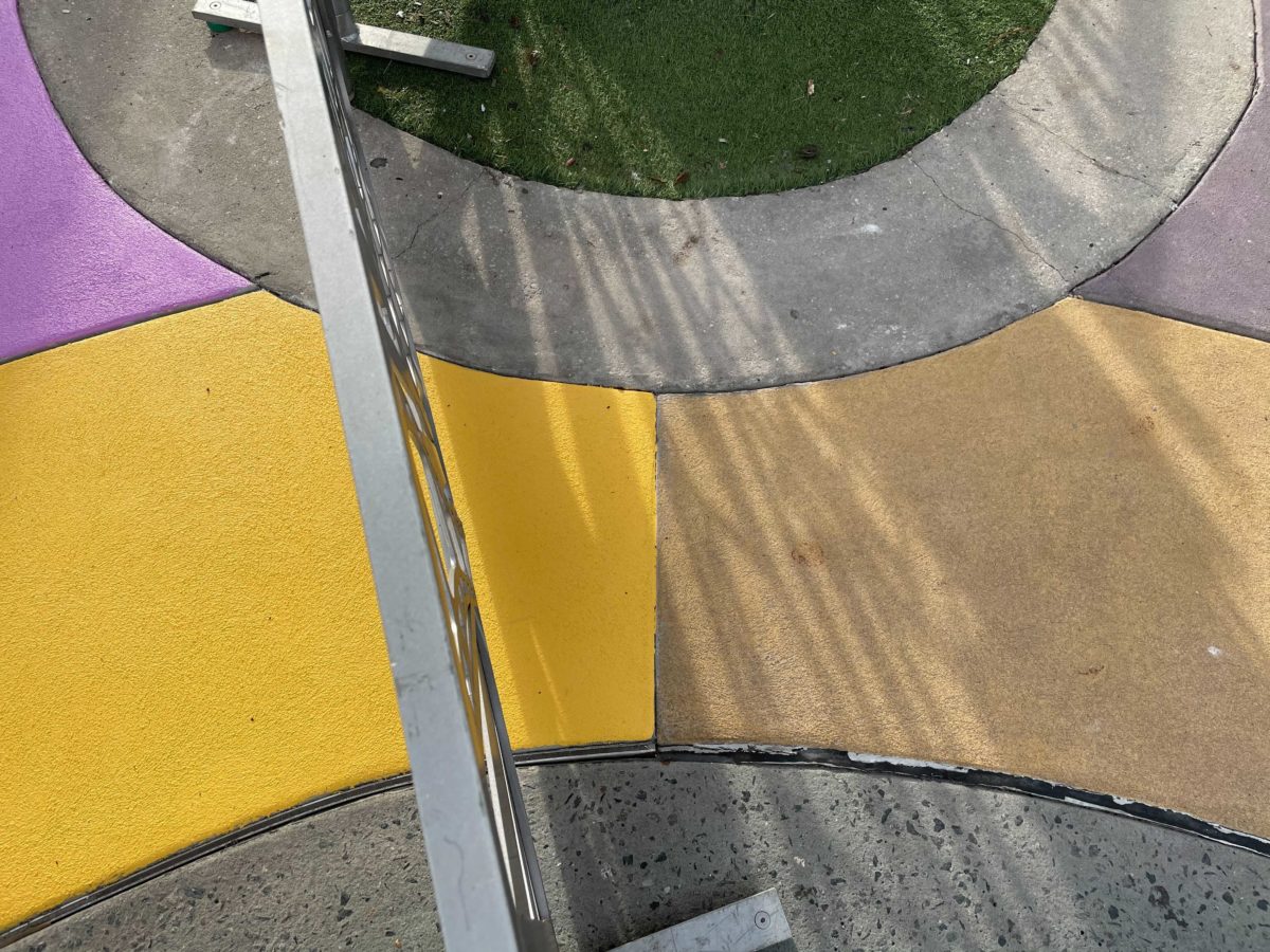 purple and yellow painted pavement citywalk orlando