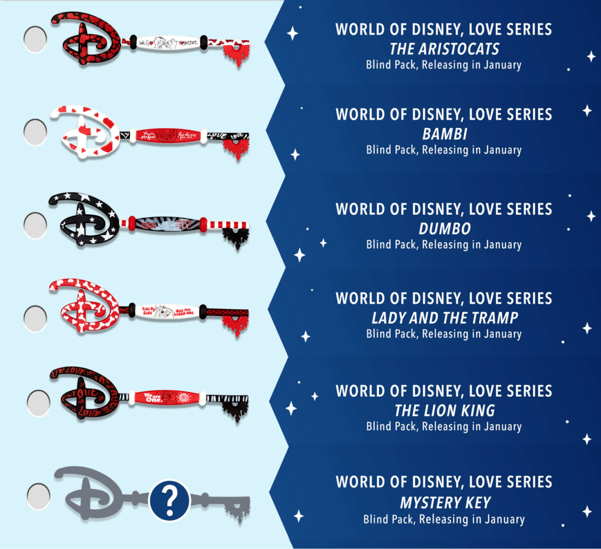 New Blind Pack Love Series Collectible Keys Coming To Disney Springs And Shopdisney On January 30 Wdw News Today