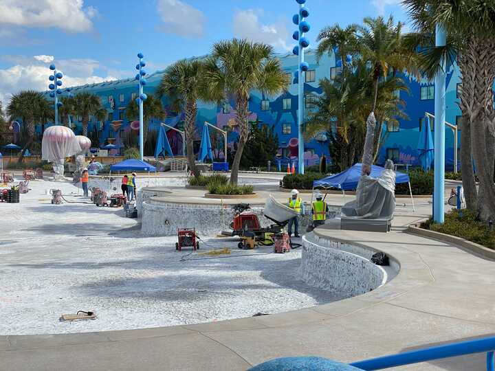 PHOTOS Big Blue Pool Refurbishment Continues at Disney’s Art of