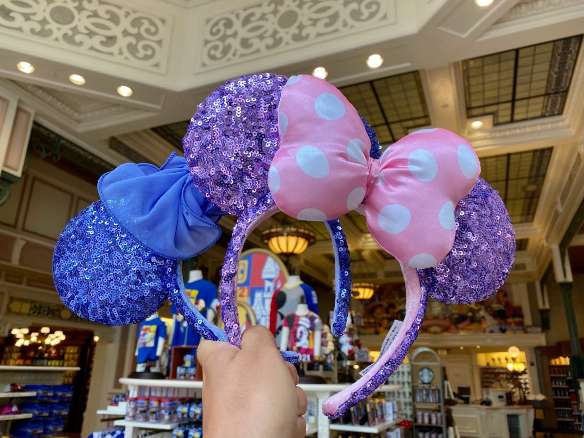 Disney Parks Purple Sequin Pink & White Polka Dot Minnie Ears Headband 2021