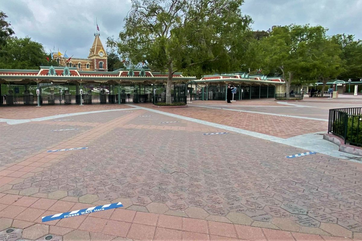 Disneyland Entrance Esplanade Physical Distancing Markers