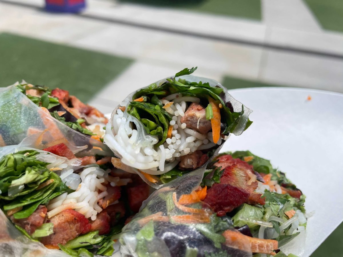 Universal Studios Orlando has a new Tokyo 2020 Summer Olympics food booth with several menu options including this BBQ pork