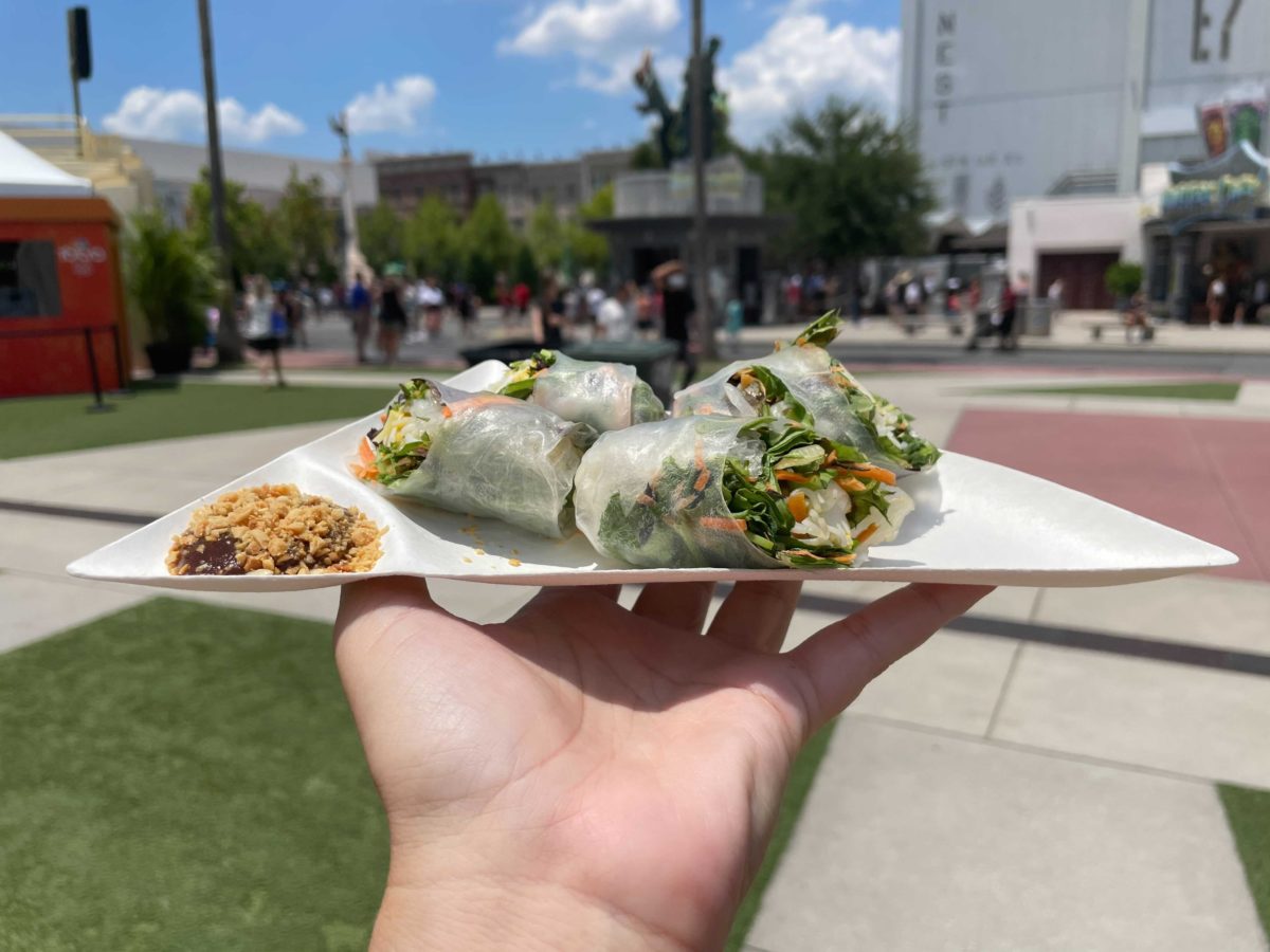 Universal Studios Orlando has a new Tokyo 2020 Summer Olympics food booth with several menu options including this marinated tofu