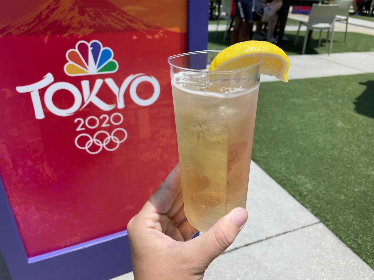 Universal Studios Orlando has a new Tokyo 2020 Summer Olympics food booth with several menu options including this japanese highball