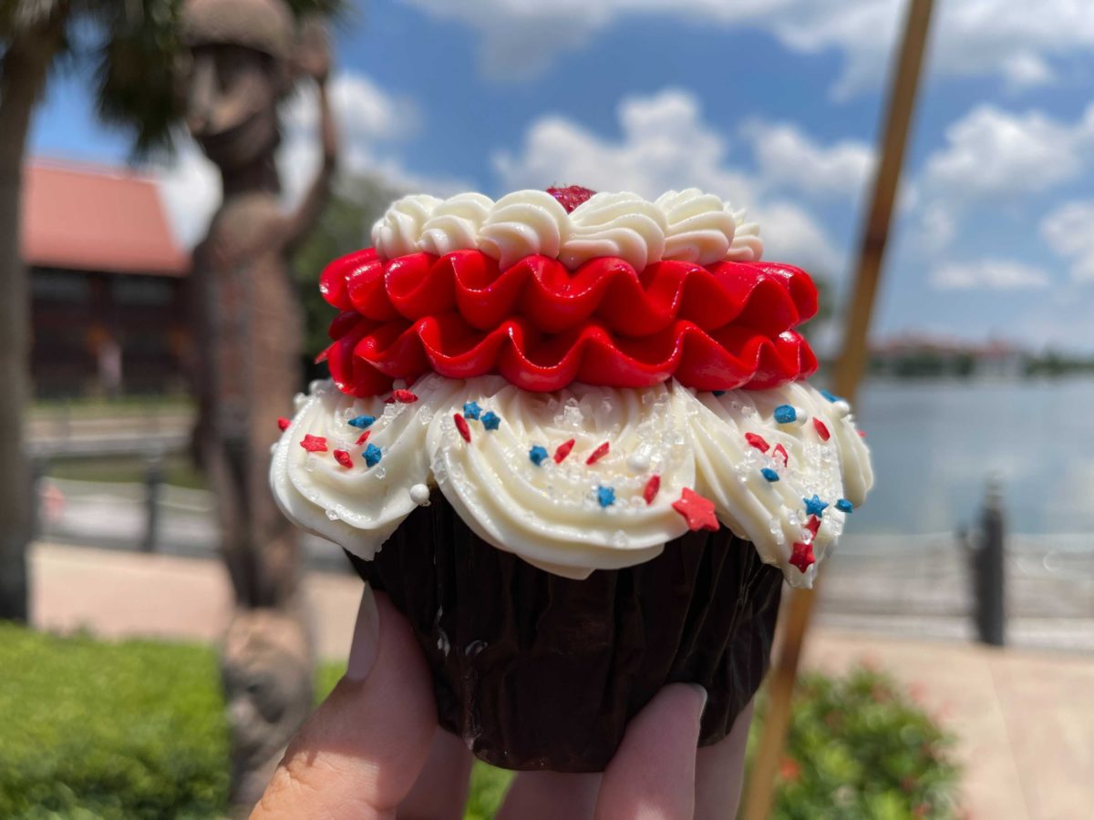 New Memorial Day cupcake with white chocolate mousse at Capt. Cook's at the Polynesian Village Resort in Walt Disney World