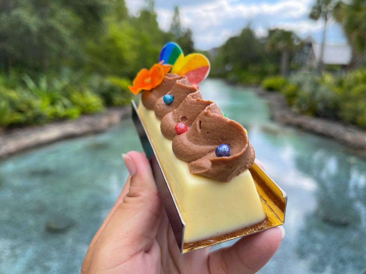 The new Paradise Pride Pastry available for Pride Month at Amorette's Patisserie in Disney Springs at Walt Disney World