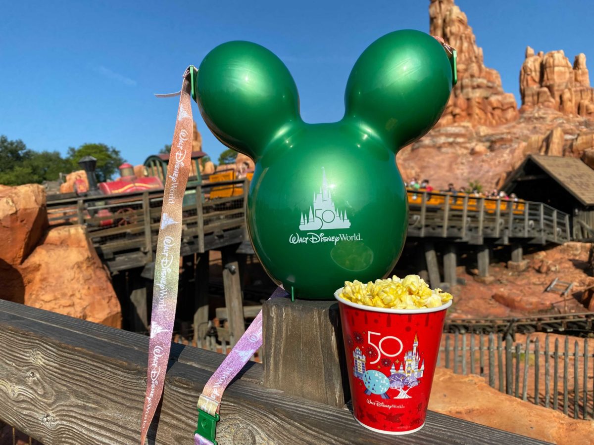 PHOTOS New Green and Gold 50th Anniversary Mickey Balloon Popcorn Buckets Float Into Magic