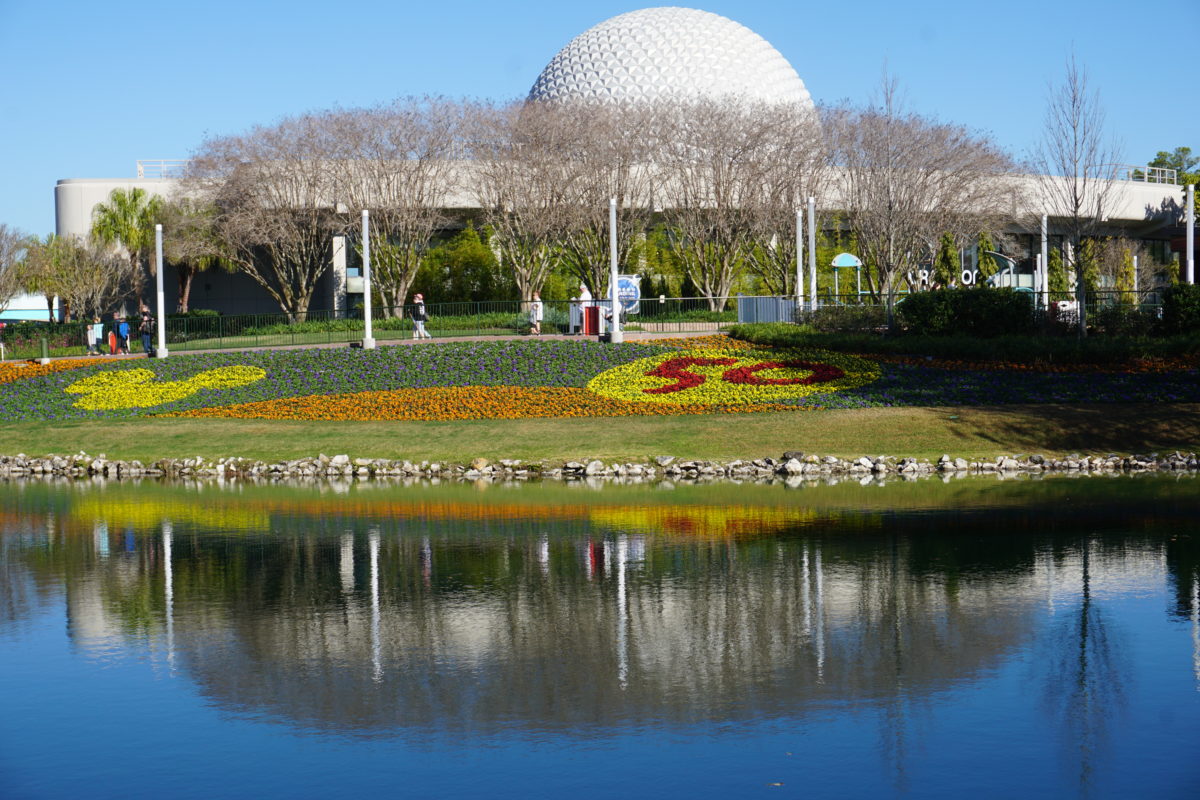 Spaceship-earth-and-flowerbed
