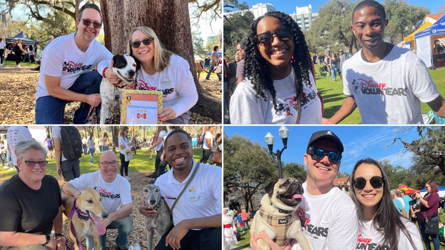 Disney VoluntEARs with dogs at Paws in the Park