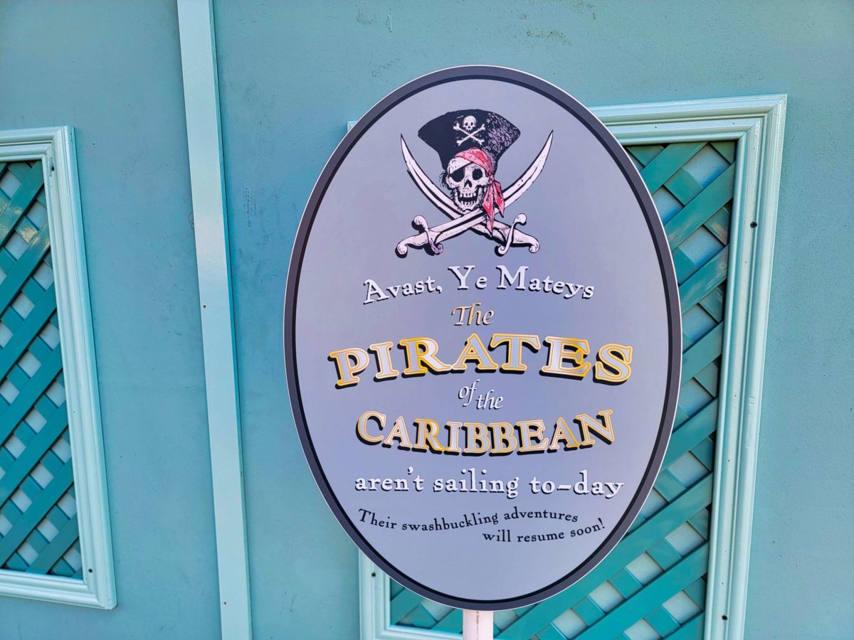 Pirates of the Caribbean sign closed disneyland